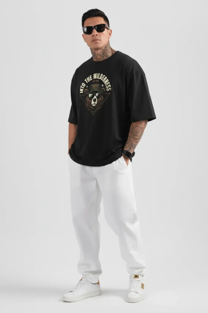 Oversized T Shirts for Men by US Vesta featuring black graphic streetwear t shirt with premium fabric and modern casual style