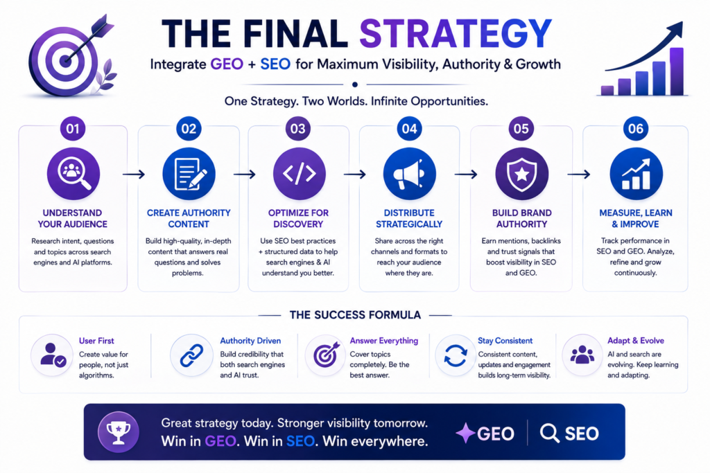GEO vs SEO digital marketing strategy combining search visibility and AI discovery
