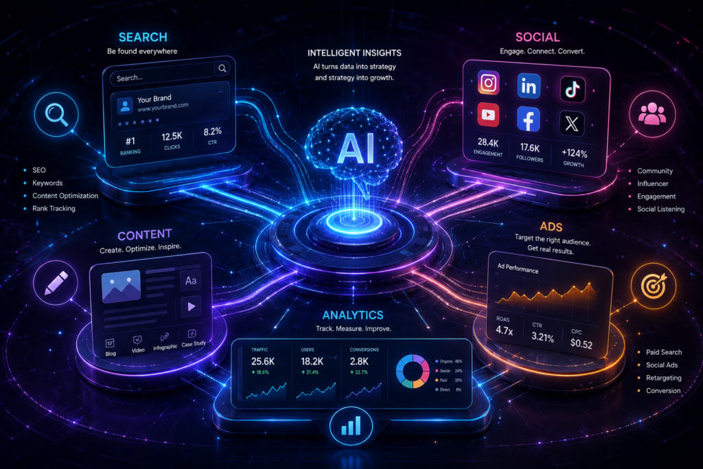 Future of digital marketing with AI search social media analytics and emerging digital channels