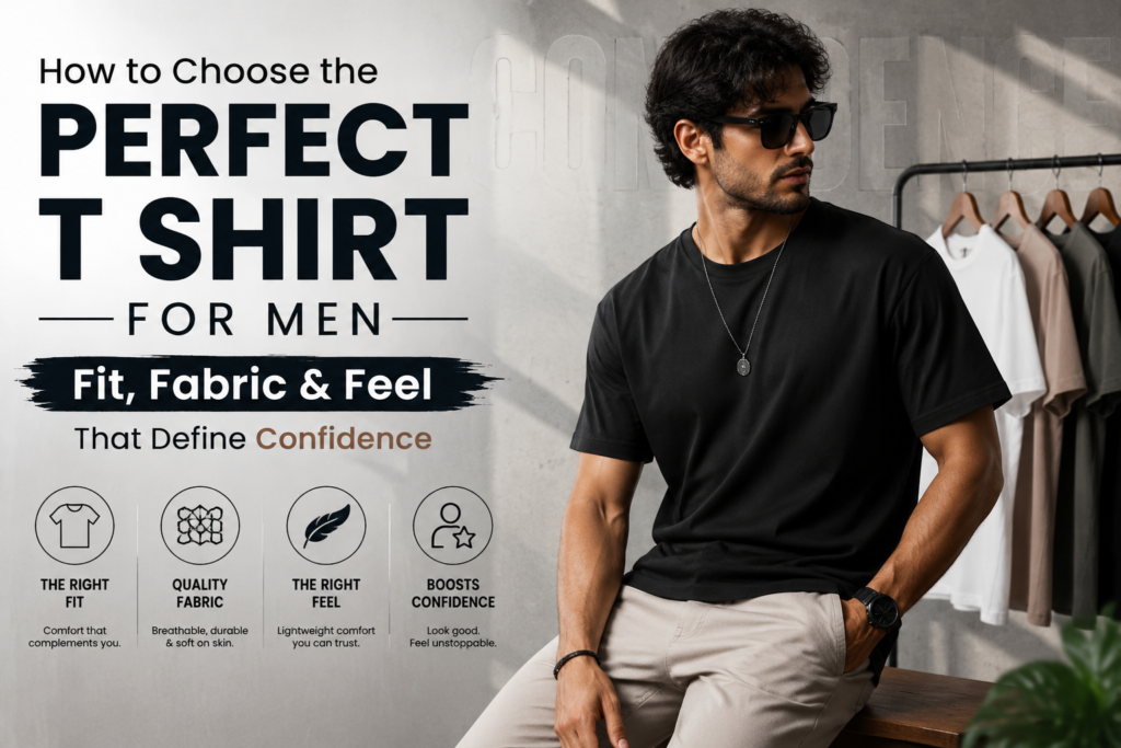 How to Choose the Perfect T Shirt for Men featuring fit, fabric and style guide by US Vesta for confident modern fashion